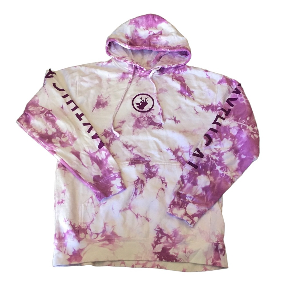 Women’s Mythical Tie-Dye Purple and White Medium Size Hoodie Sweater